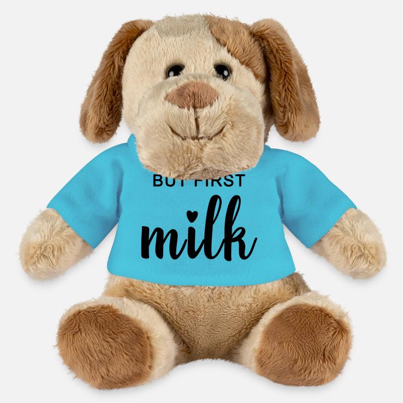 BUT FIRST MILK. Geschenkidee für Mutter & Kind - MiniFeet® Hund Helge - Atollblau