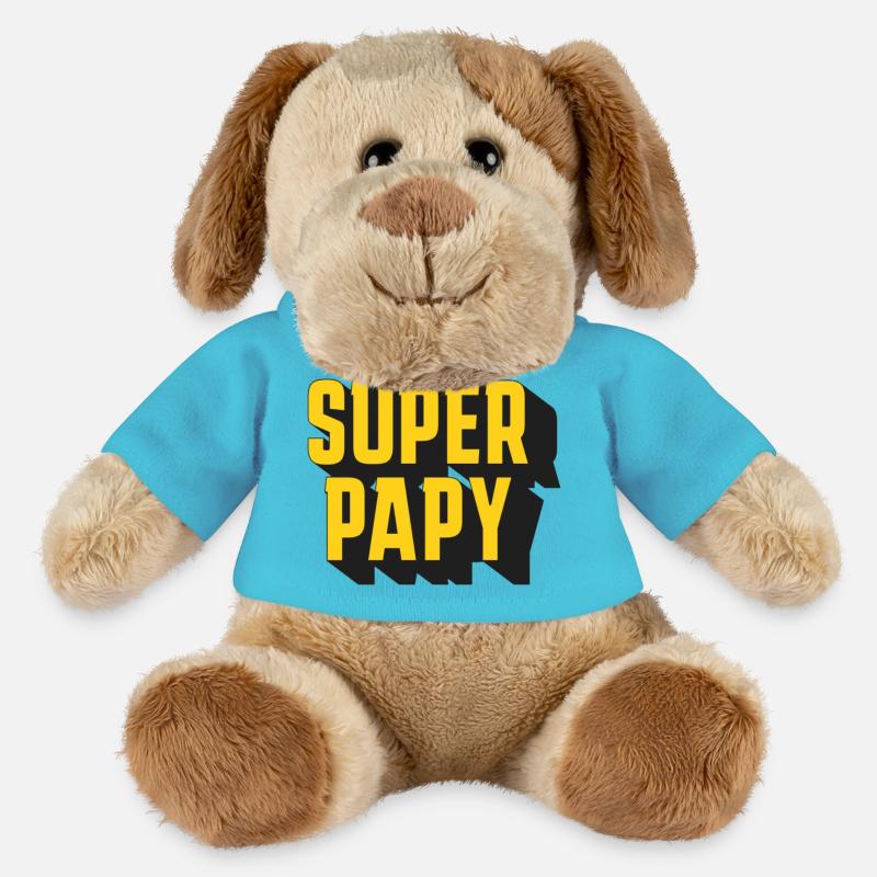 SUPER PAPY! - Chien en peluche Helge MiniFeet® - bleu outremer
