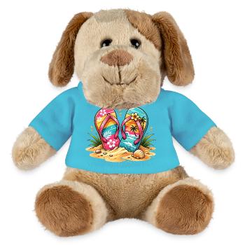 Flip Flops on the Beach Illustration - MiniFeet® Dog Helge - atoll blue - Front