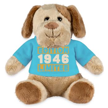 1946 80 Jahre Jubiläumsgeschenk - MiniFeet® Hund Helge - Atollblau - Vorne