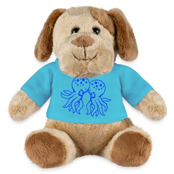 2 Oktopus Freunde Zwei kämpfende Feinde Rivalen - MiniFeet® Hund Helge - Atollblau - Vorne