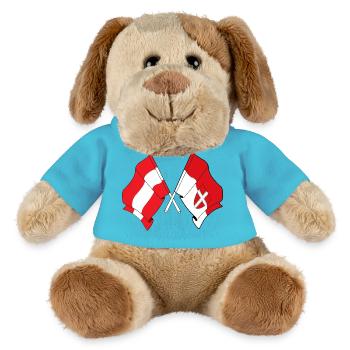 Drapeaux croisés Autriche & Vienne - Chien en peluche Helge MiniFeet® - bleu outremer - Devant