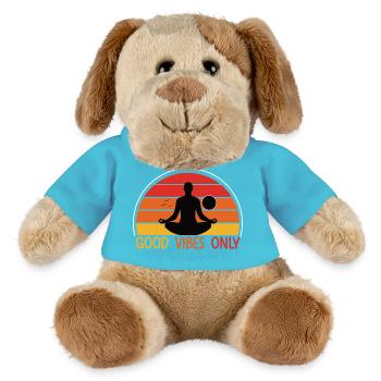 Meditativer Sonnenuntergang mit Yoga Silhouette - MiniFeet® Hund Helge - Atollblau - Vorne
