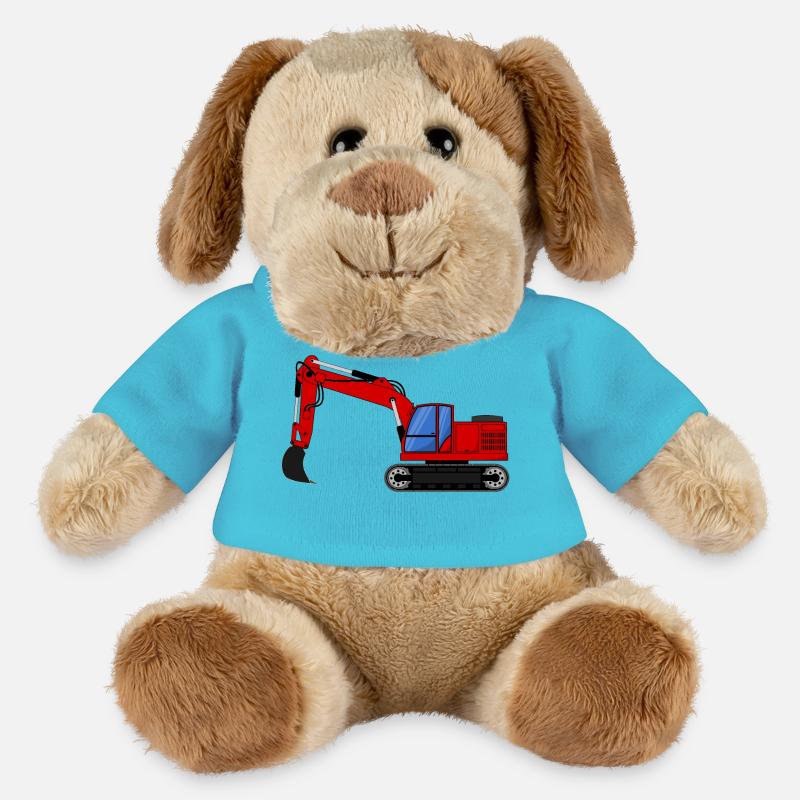 Bagger Baggerfahrzeuge rot - MiniFeet® Hund Helge - Atollblau