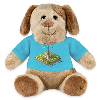 Geometrischer Low-Poly-Eiffelturm - MiniFeet® Hund Helge - Atollblau - Vorne