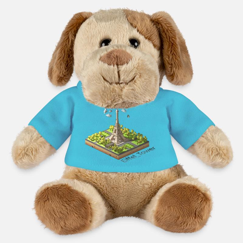 Tour Eiffel low poly géométrique - Chien en peluche Helge MiniFeet® - bleu outremer