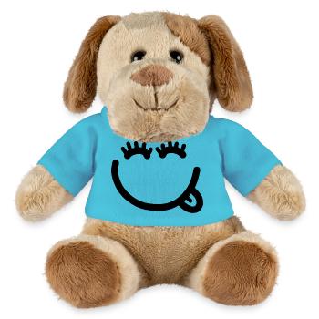 Visage drôle ludique avec des cils - Chien en peluche Helge MiniFeet® - bleu outremer - Devant