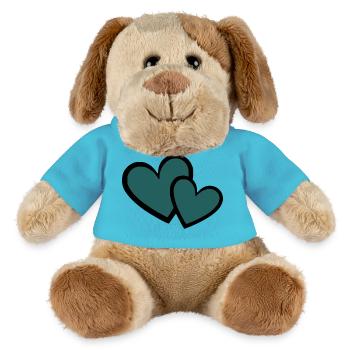 blaues Herz dunkelblau 2 Herzen Herzmuster  - MiniFeet® Hund Helge - Atollblau - Vorne