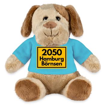ALTE POSTLEITZAHL PLZ RETRO 2053 HAMBURG BÖRNSEN - MiniFeet® Hund Helge - Atollblau - Vorne