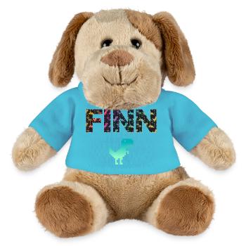 FINN - Schöner Jungen Name mit Dinosaurier - MiniFeet® Hund Helge - Atollblau - Vorne