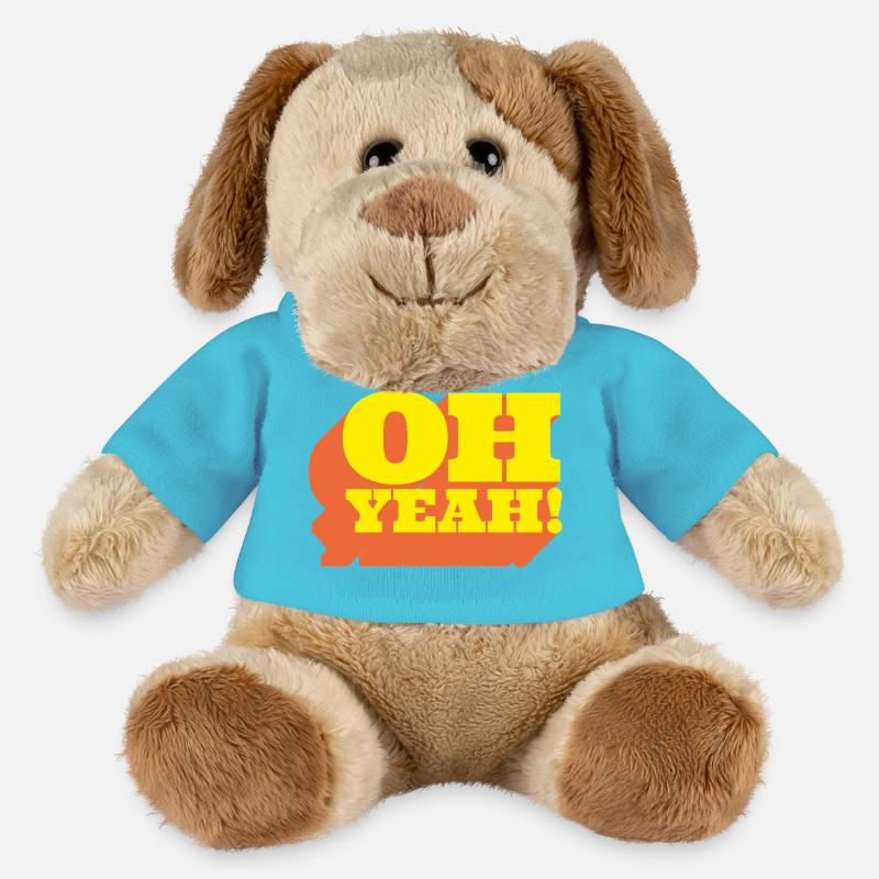 Oh Yeah! Positiver Statement-Spruch im Retro-Look - MiniFeet® Hund Helge - Atollblau