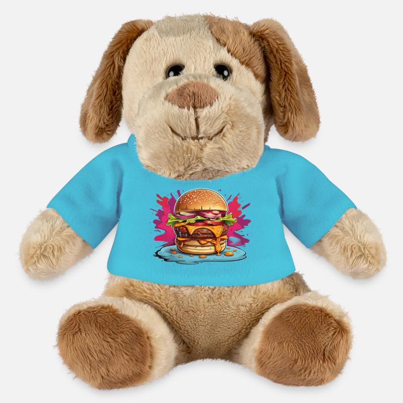 Cheeseburger mit poppigem Farbklecks - MiniFeet® Hund Helge - Atollblau