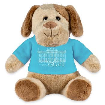 Oxford, Handzeichnung Clarendon-Gebäude, England - MiniFeet® Hund Helge - Atollblau - Vorne