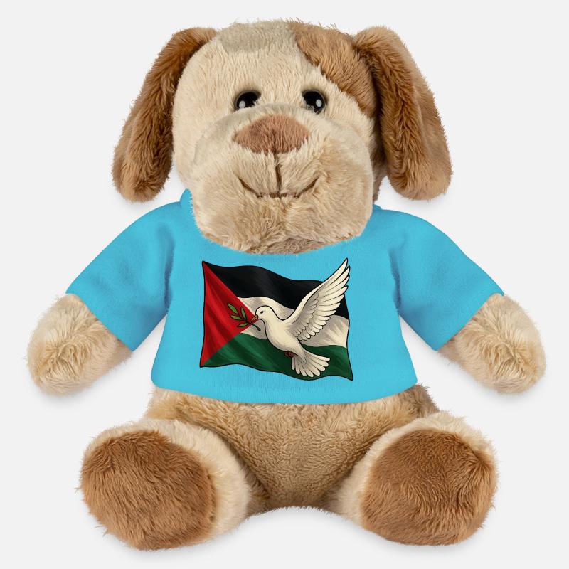 Colombe de paix & drapeau – Palestine libre - Chien en peluche Helge MiniFeet® - bleu outremer