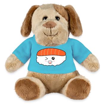 Kawaii,Nigiri,Lachs,Fisch, Reis, Japan Küche - MiniFeet® Hund Helge - Atollblau - Vorne