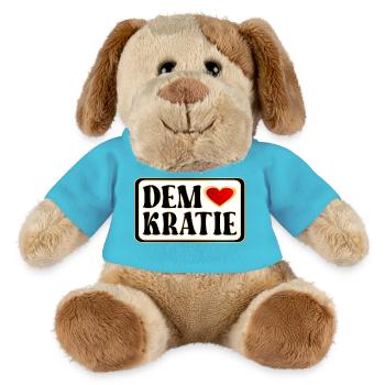 DEMOKRATIE HERZ WÄHLEN - MiniFeet® Hund Helge - Atollblau - Vorne