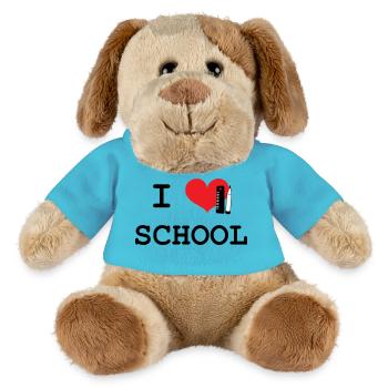 J'aime l'École : Motif Love School Iconique Noir - Chien en peluche Helge MiniFeet® - bleu outremer - Devant