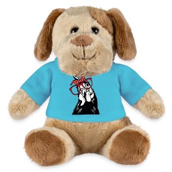 Poulet - Lunettes - Bandana - Chien en peluche Helge MiniFeet® - bleu outremer - Devant