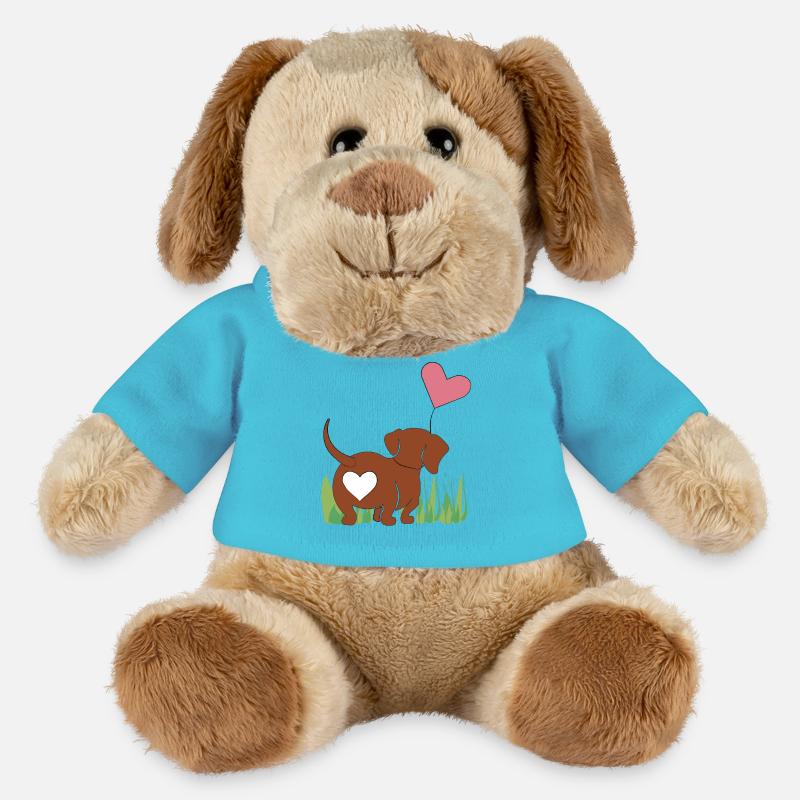 Dackel mit Herz - Geschenk - Geschenkidee - MiniFeet® Hund Helge - Atollblau