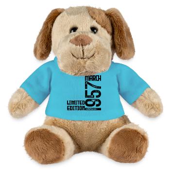 March 1957 Anniversary Gift. March 1957. March - MiniFeet® Dog Helge - atoll blue - Front