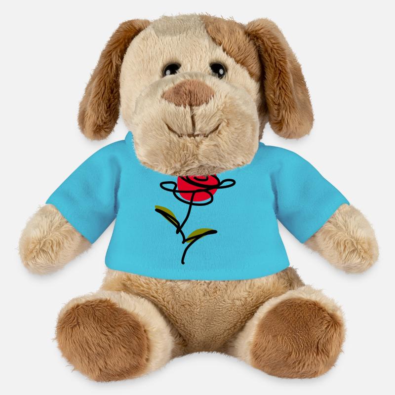 Blume rot one line art Geschenk Muttertag - MiniFeet® Hund Helge - Atollblau