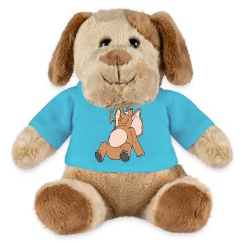 A laughing elephant with a pink belly. - MiniFeet® Dog Helge - atoll blue - Front