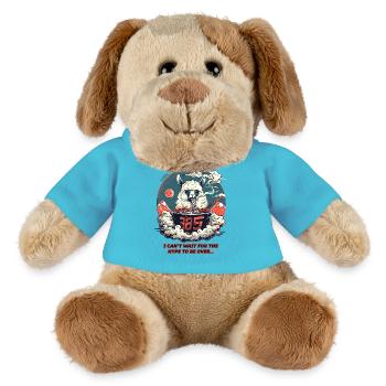 Der Rummel ist vorbei: Lama isst Ramen-Nudeln - MiniFeet® Hund Helge - Atollblau - Vorne