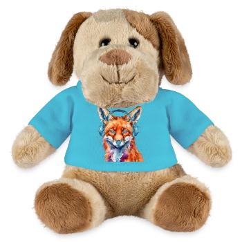 Fuchs Kopfhörer Musik Bunt Tier Design Print - MiniFeet® Hund Helge - Atollblau - Vorne
