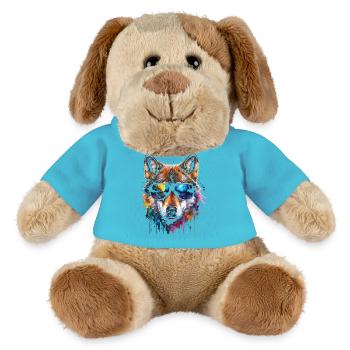 Lunettes de soleil loup imprimé animal coloré - Chien en peluche Helge MiniFeet® - bleu outremer - Devant