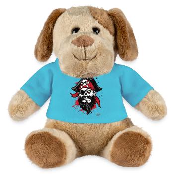 homme mâle drôle crâne pirate - Chien en peluche Helge MiniFeet® - bleu outremer - Devant