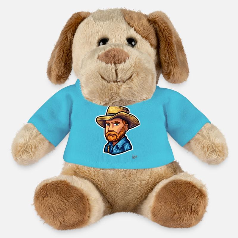 Van Funny Gogh: Pixel Maler Vincent mit Hut - MiniFeet® Hund Helge - Atollblau