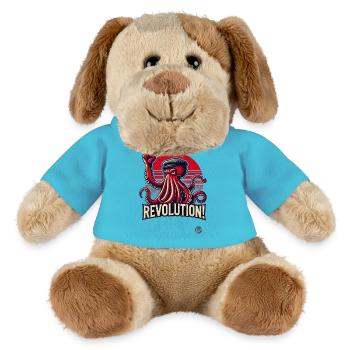 Pieuvre révolutionnaire avec poing levé - Chien en peluche Helge MiniFeet® - bleu outremer - Devant