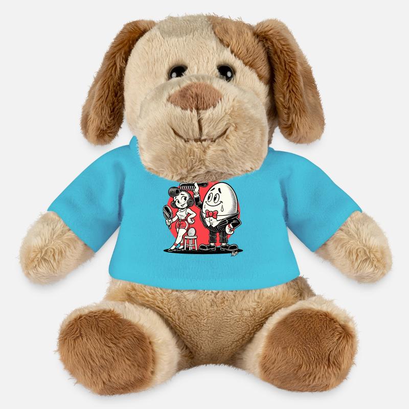 Retro Cartoon Lady und der Eiermann - MiniFeet® Hund Helge - Atollblau