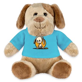 Pensive bunny – silent cartoon motif - MiniFeet® Dog Helge - atoll blue - Front
