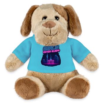 Berlin Never Sleeps Neon Skyline Design - MiniFeet® Hund Helge - Atollblau - Vorne