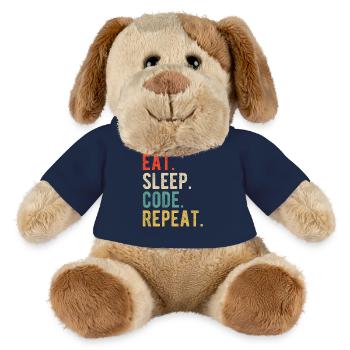 Eat Sleep Code Repeat Programmer Nerd Retro - MiniFeet® Dog Helge - french navy - Front