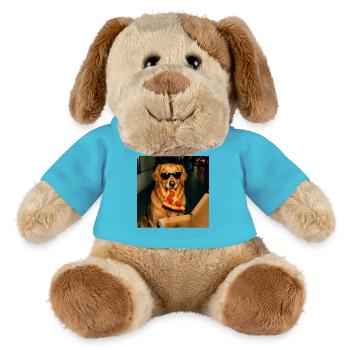 Mème drôle de chien Golden Retriever mangeant de la pizza - Chien en peluche Helge MiniFeet® - bleu outremer - Devant