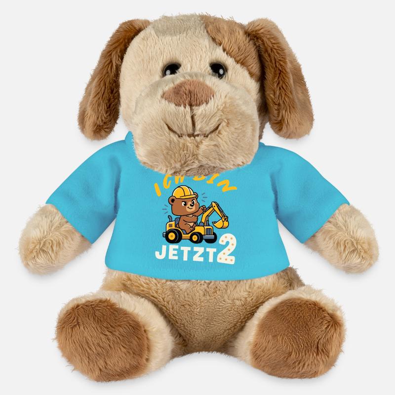 Ich bin jetzt 2 – Bär Bagger Bauarbeiter Design - MiniFeet® Hund Helge - Atollblau