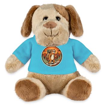 Faultier Wanderer Retro Badge - MiniFeet® Hund Helge - Atollblau - Vorne