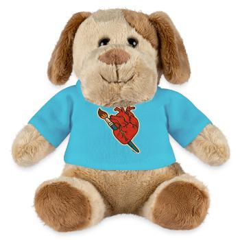Crimson Heart with Paintbrush Art - MiniFeet® Dog Helge - atoll blue - Front