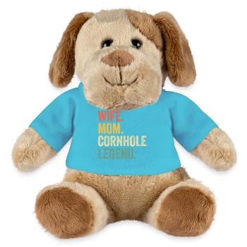 Ehefrau-Mama Cornhole-Legende - MiniFeet® Hund Helge - Atollblau - Vorne