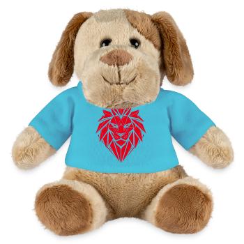 Geometrischer roter Löwen - MiniFeet® Hund Helge - Atollblau - Vorne