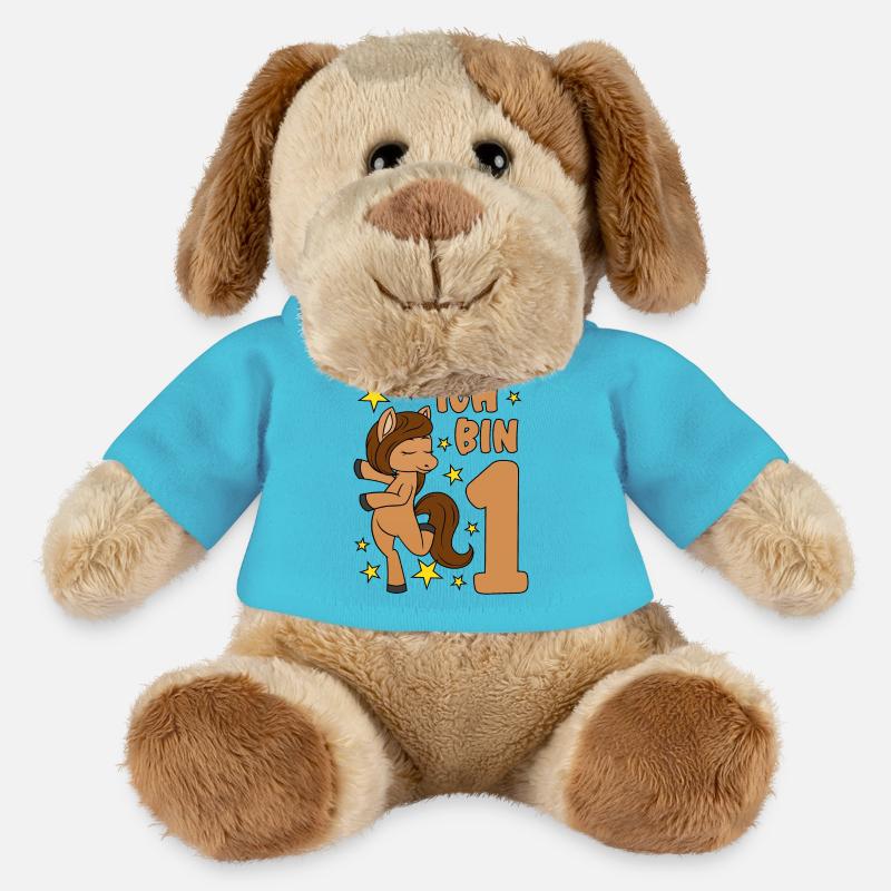 1. Geburtstag Mädchen süßes Pferd Ich bin 1 - MiniFeet® Hund Helge - Atollblau