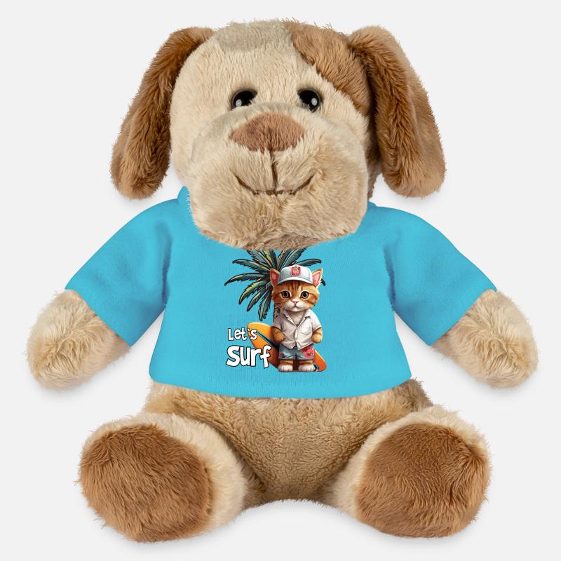 Let`s Surf Katze mit Surfbrett - MiniFeet® Hund Helge - Atollblau
