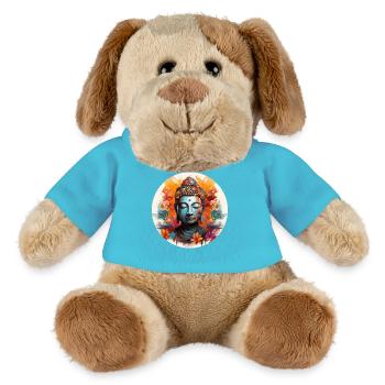 T-shirt Sérénité Bouddha Marque Vibration Positive - Chien en peluche Helge MiniFeet® - bleu outremer - Devant