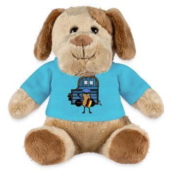 Erdnuss Deutschland Zug Lokomotive Bahn Job - MiniFeet® Hund Helge - Atollblau - Vorne