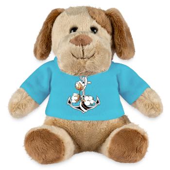 Stylized anchor with blooming cotton flowers - MiniFeet® Dog Helge - atoll blue - Front