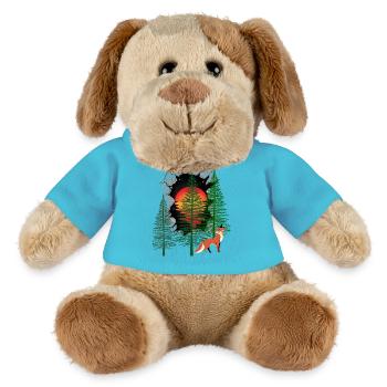 Waldbewohner Fuchs Füchse Sonnenuntergang Märchen - MiniFeet® Hund Helge - Atollblau - Vorne