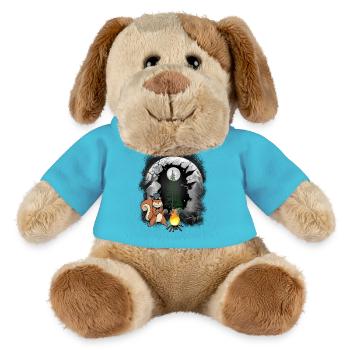Feuer Lagerfeuer Waldbewohner Eichhörnchen Mond - MiniFeet® Hund Helge - Atollblau - Vorne
