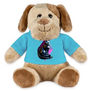 Schwarzes Katzen-Origami-Profil - MiniFeet® Hund Helge - Atollblau - Vorne